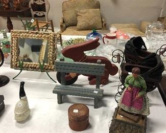 Masks - Bergere chairs-  tapestry - 1970's, vintage toys dolls