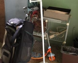 Golf clubs & bag, miscellaneous