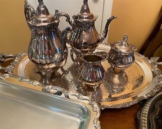Baroque silver tea/coffee service with tray