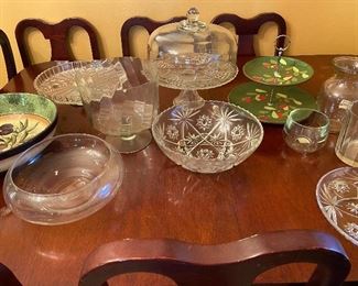 Serving dishes on large Duncan Phyfe table