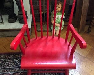 Red Childs Rocking Chair