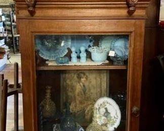 Victorian Glass Door Display Cabinet with 3-Drawers