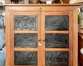 Pie Safe with 6 Punched Tins and Gallery Top