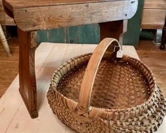 Primitive Bench and Buttocks Basket