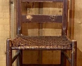 Early Ladder Back and Woven Seat Chair