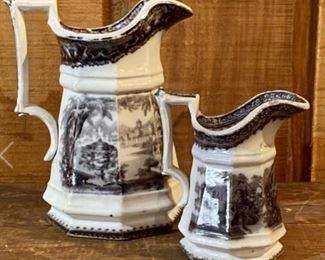 Black & White Transferware- Pitcher and Creamer