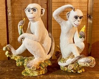 Pair — Porcelain Monkey Figurines