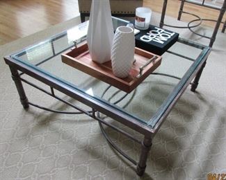 glass and metal square table