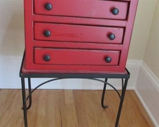 red 3 drawer cabinet