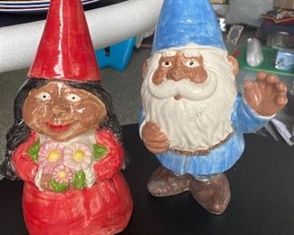 Ceramic GNOMES pair $25