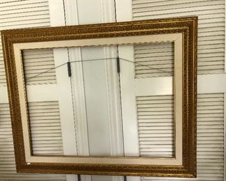43” x 33 1/2” The interior mounting area is 39 1/4 “x 40 1/2”. Gold guilted and carved wood Frame.
$50.00