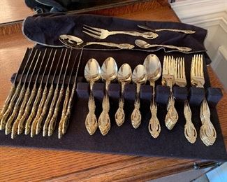 #4 GOLD finish stainless flatware set. Service for 12 with serving pieces. SOLD
