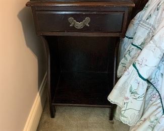 #33 Antique matching side table with glass top. 16"x14"x27" SOLD