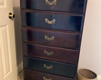 #34 Antique matching chest of drawers with 6 drawers. 26"x17"x48" SOLD