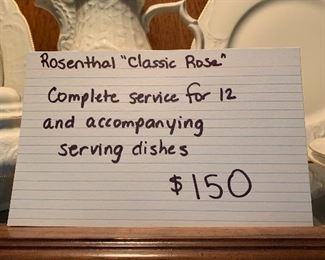 #5 "Classic Rose" Rosenthal Group Germany dinnerware set. Service for 12 plus serving pieces. SOLD