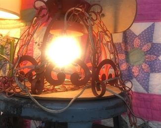 1970’sHanging metal orange light fixture 