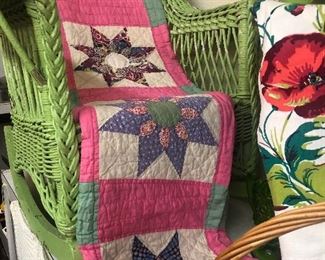 Green wicker rocker 
Country Quilt 