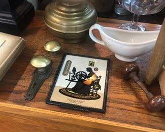 Silhouette, door knobs and heavy spittoon 