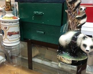 Small 2 drawer chest 
Panda Jim Beam bottle 