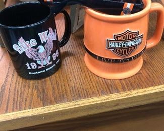 Harley Davidson mugs and sunglasses 
