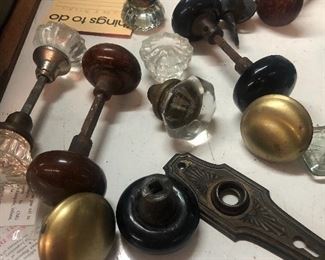 Assortment of old door knobs 