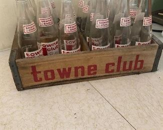 Towne club bottles in original wood crate 