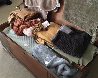 Cedar chest, bedding