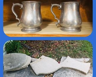 6 pewter tankards
Stepping stones