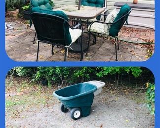 Patio set/there is a new umbrella for this set
Wheelbarrow 