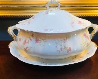 Haviland and Limoges soup tureen and platter 