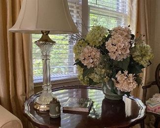 Piecrust side table, crystal lamps, Wedgwood Jasperware & more