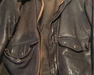 U.S. WWII A.A.C. Aviator's Leather Jacket. To me it's awesome to be in the same room with this historical treasure. 