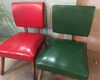 Super Cool Early Vinyl& Wooden, Mid-Century Style Chairs