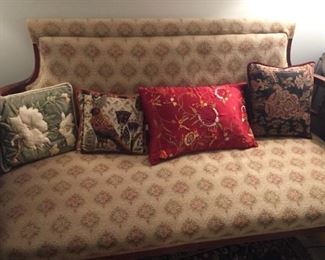 Vintage sofa and pillows.