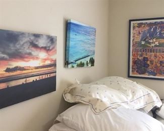 Artwork and bed linens.