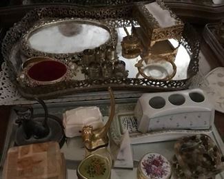 Makeup trays and small accessories.