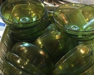 Green glassware.