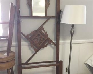 Umbrella stand with mirror.