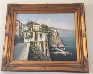 Framed painting.