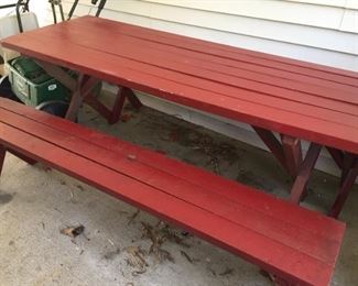 Picnic table with matching benches.