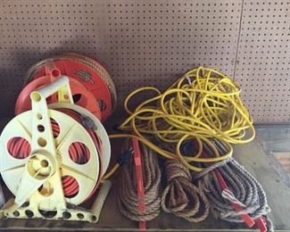 Extension cords and rope.