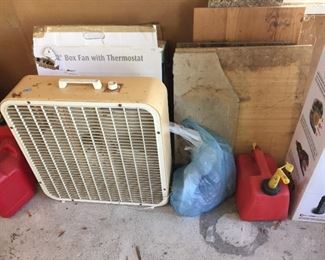 Fans and gas cans.