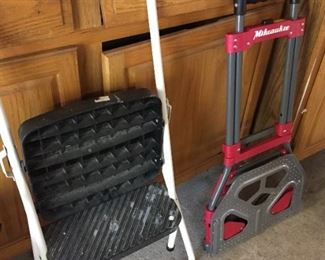 Folding step stool and dolly.