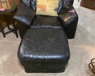 Leather chair with ottoman