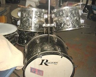 Rogers Bass, Twin Toms, Snare Drum, Crash Cymbal
