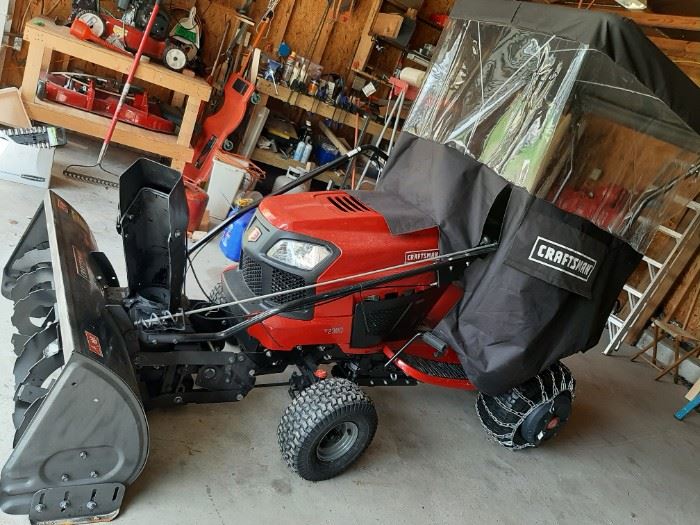 2015 Craftsman 2300 -- Spotless, Only used for snow removal,  New mower deck, never installed, Bagger,  Snowblower kit, w/ chains, weights