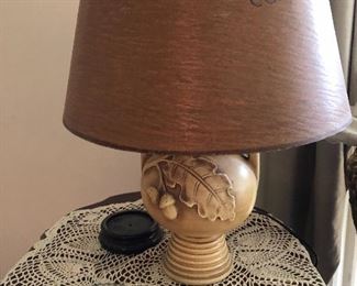 Oak Relief Pottery Based Lamp & Matching Shade