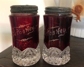 Salt & Pepper Shakers Ruby Glass