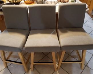 Wood Suede Swiveling Bar Stools