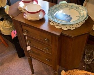 Martha Washington Table, Sewing Table, Syracuse China Tea Cups, Vintage Notions